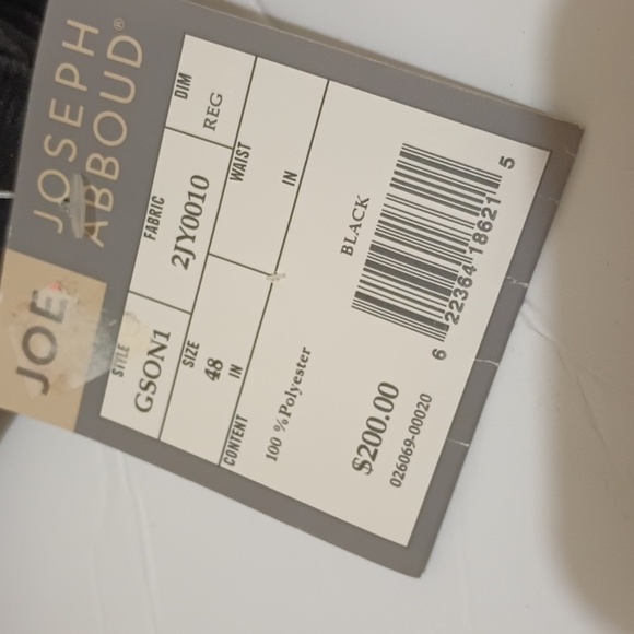 NWT Joseph Abboud J.O.E.Mens Sport Coat Blazer Black Double Vent Size 48 Regular - Picture 7 of 9